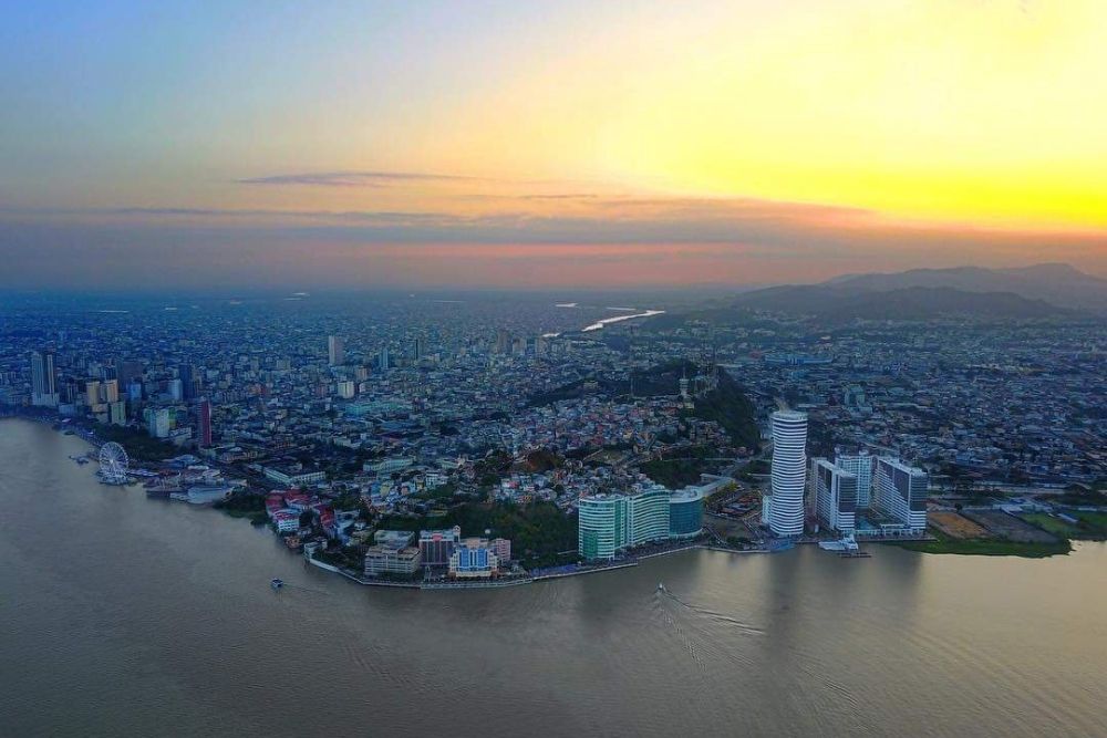 aereal view from guayaquil guayaquil skyline, flights from guayaquil to galapagos