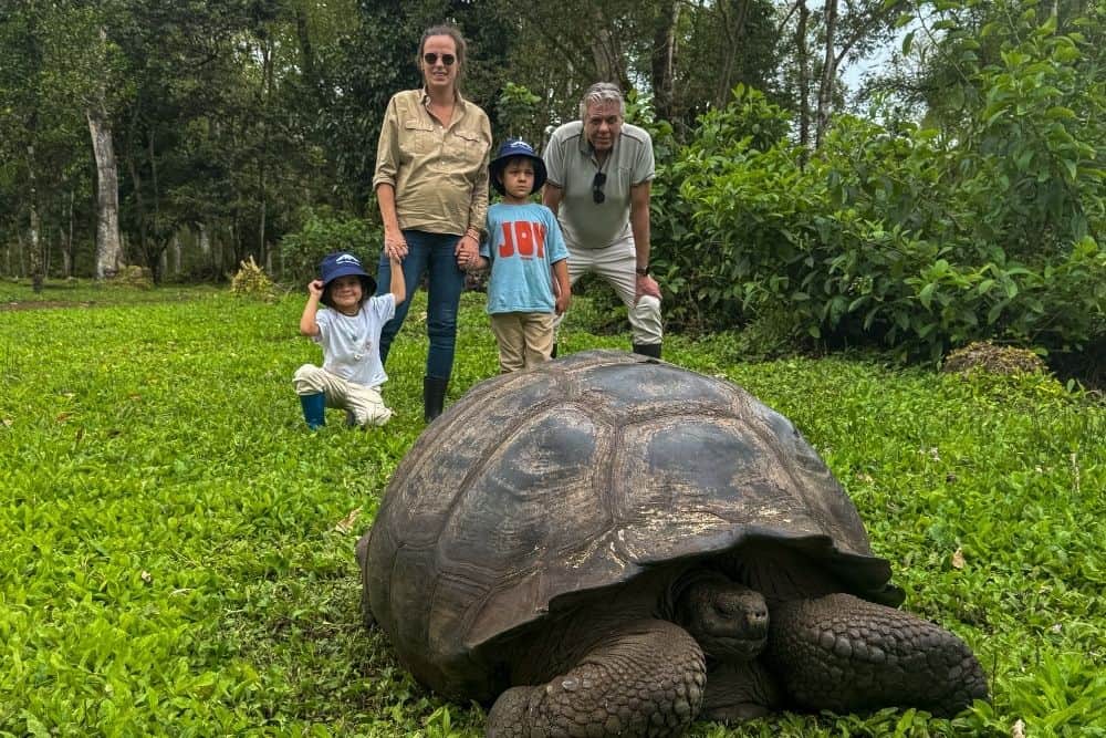 el chato tortoise reserve rebecca with father and children el chato tortoise reserve rebecca with father and children
