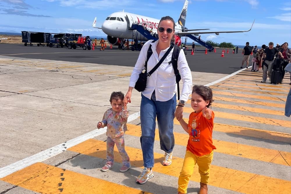 rebecca family boarding plane infants and toddlers boarding plane