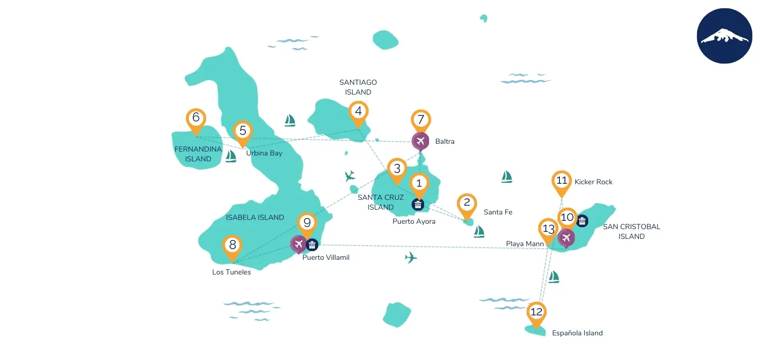 13-Day Galapagos Complete Luxury Map