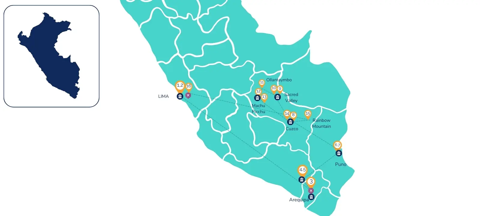 16-Day Hidden Treasures Peru Map