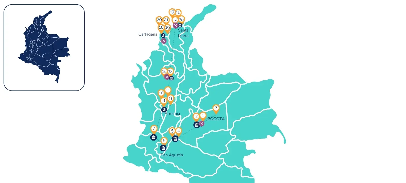 21 Day Highlights Colombia Map