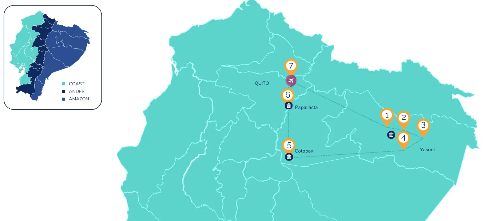 7-Day Ecuador Luxury Wellness Map