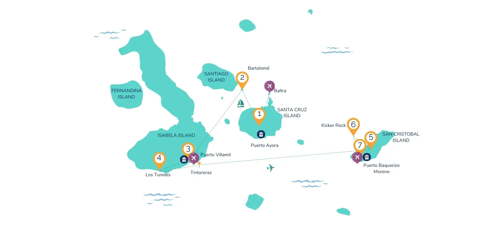 7-Day Hidden Treasures Galapagos Map
